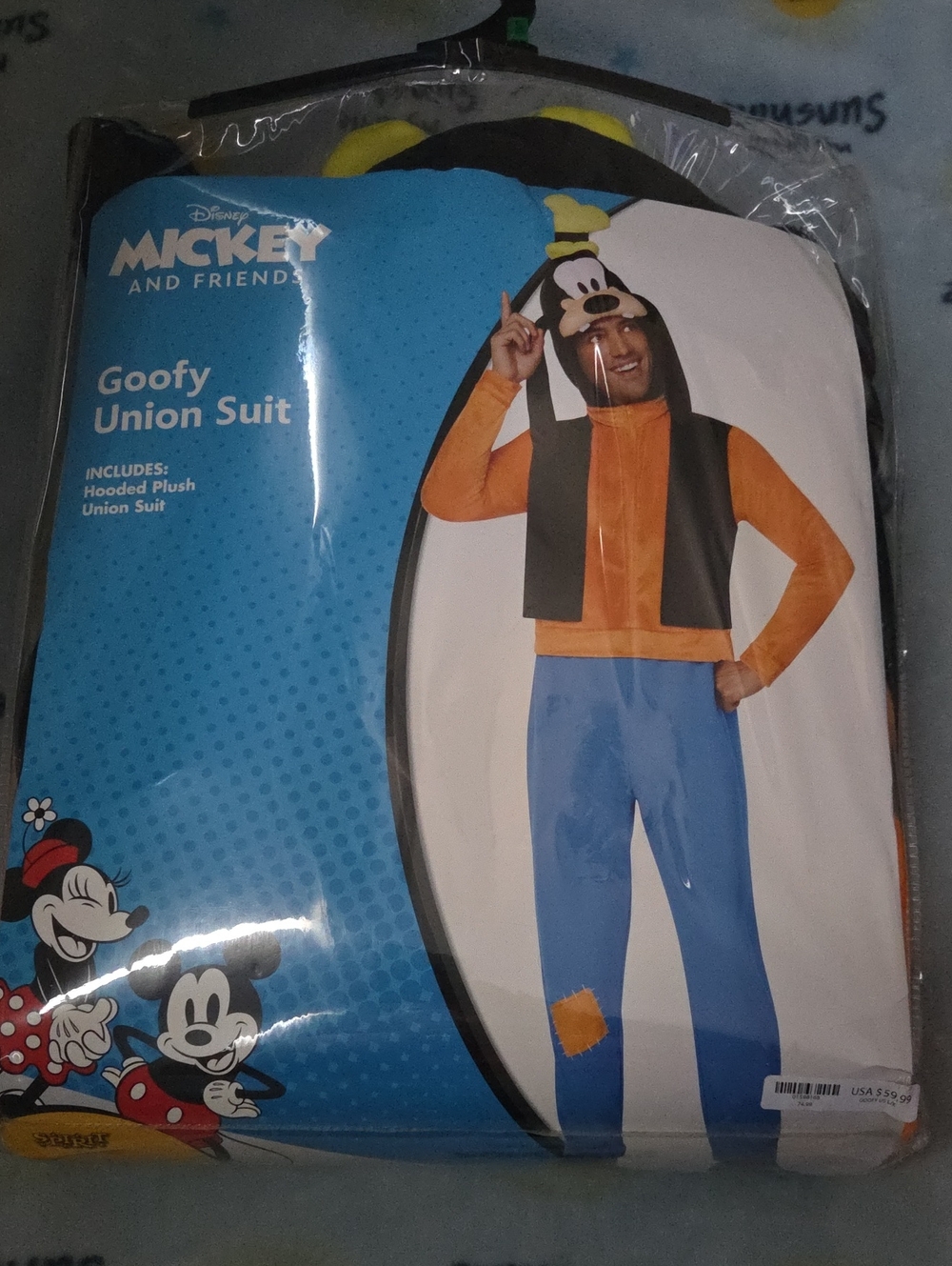 Spirit Goofy MENS Orange, Blue & Black Union Suit Costume